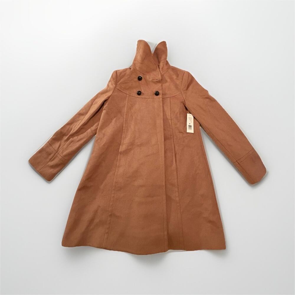 Long Overcoat Collezione SA Camel Double-Breasted Collared Womens LT Tall NEW